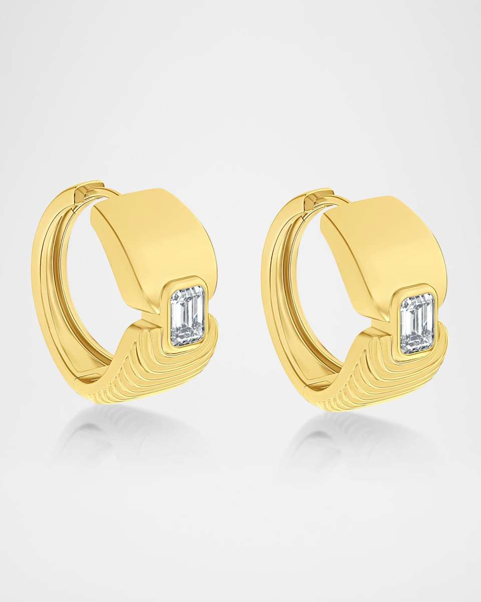18K Adire Diamond Huggie Earrings